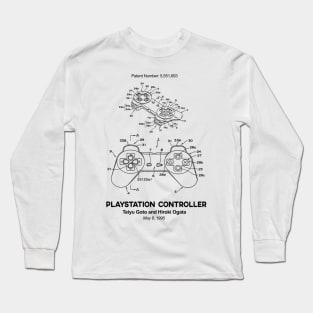 Playstation Controller Patent Black Long Sleeve T-Shirt